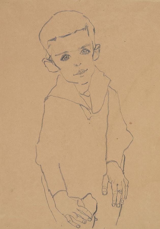 Portrait Drawing - Portrait Of Herbert Rainer by Egon Schiele