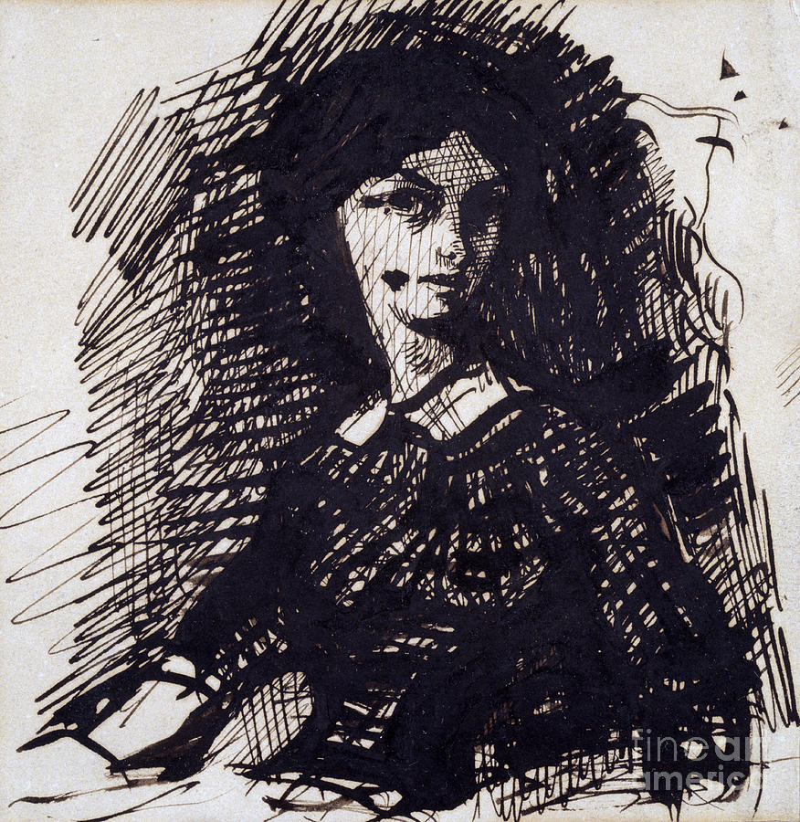 Portrait Of Jeanne Duval, Mid 19th #1 Drawing by Print Collector