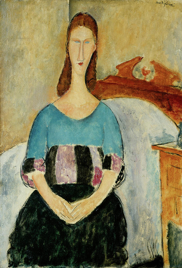 Amedeo Modigliani Painting - Portrait of Jeanne Hebuterne, Seated #1 by Amedeo Modigliani
