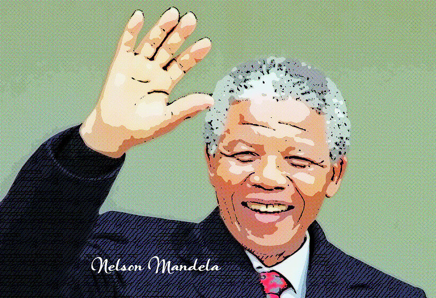 Nelson Mandela Mixed Media - Portrait of Nelson Mandela #1 by Alain De Maximy