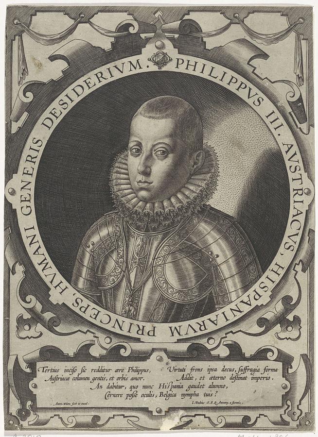 Portrait of Philip III  King of Spain, Antonie Wierix II  1599   1604 #1 Painting by Celestial Images