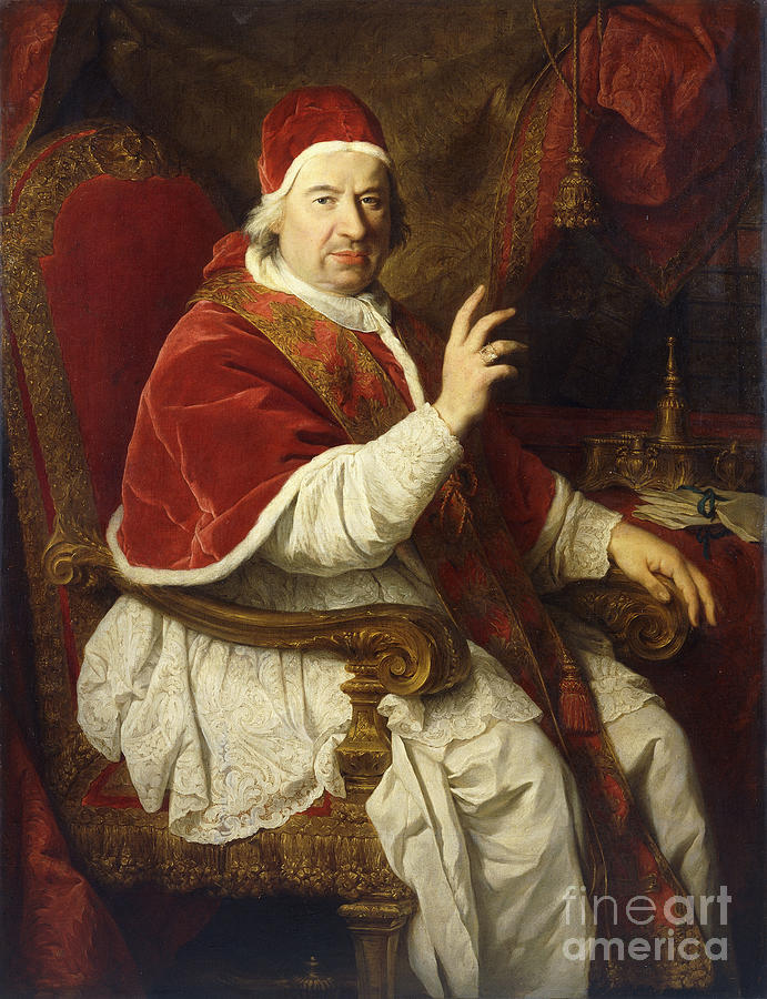 Portrait Of Pope Benedict  Xiv Painting by Pierre Subleyras