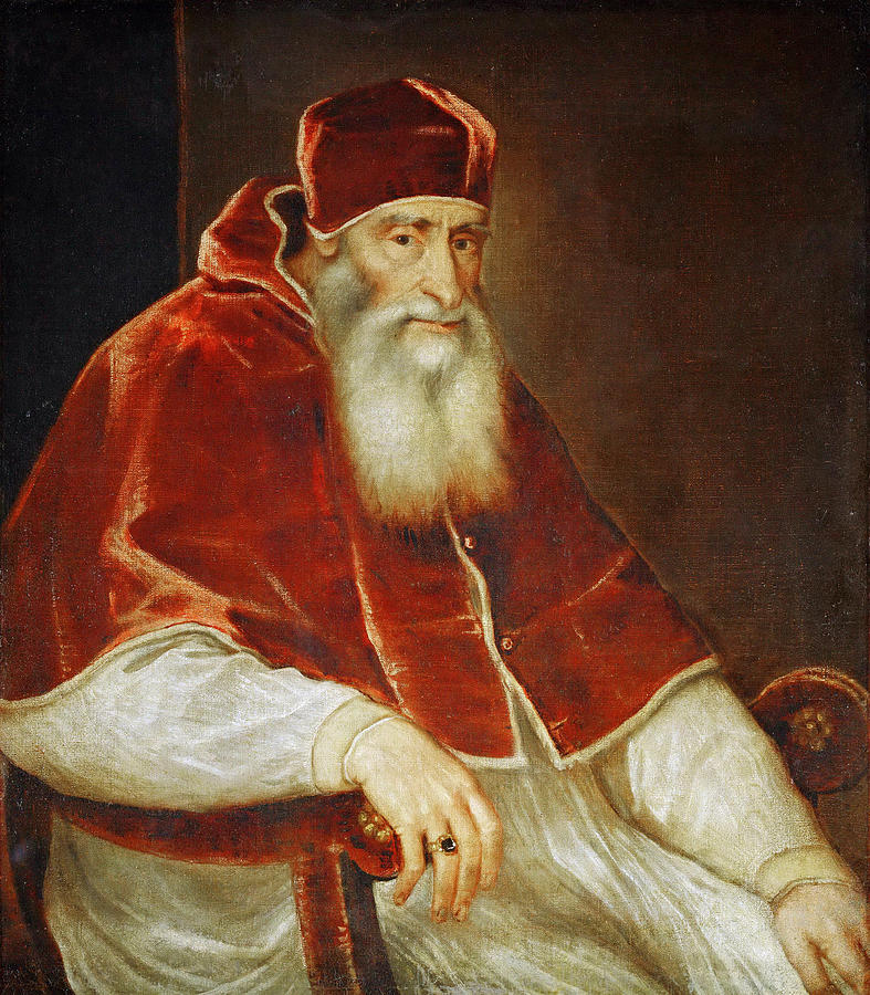 Portrait of Pope Paul III. #2 Painting by Titian