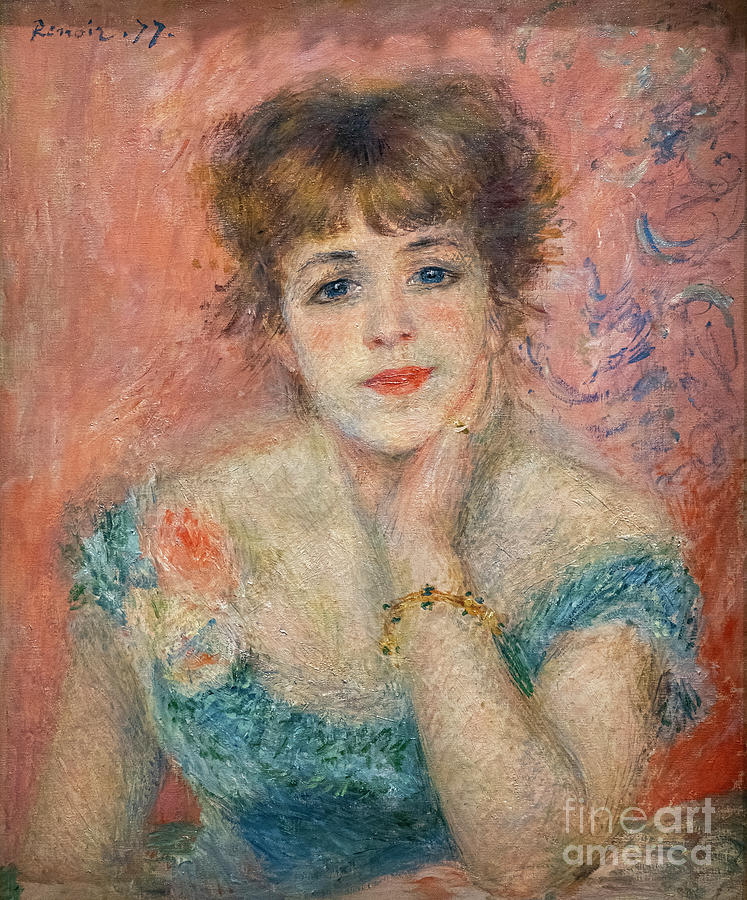 Portrait Of The Actress Jeanne Samary, 1877 Painting by Pierre Auguste Renoir