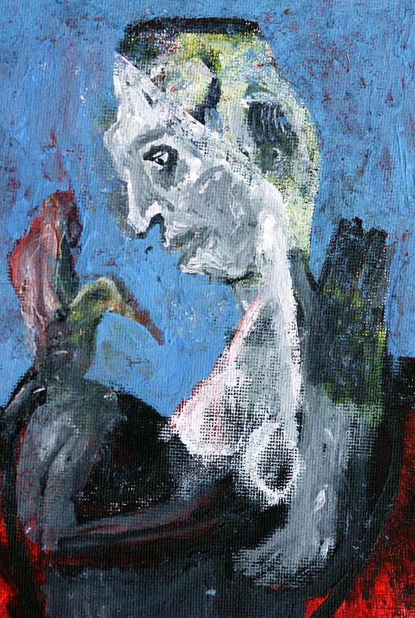 Portrait with a bird #1 Painting by Edgeworth Johnstone