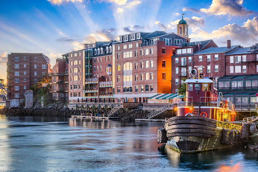 Sunset Photograph - Portsmouth, New Hampshire, Usa Town #1 by Sean Pavone
