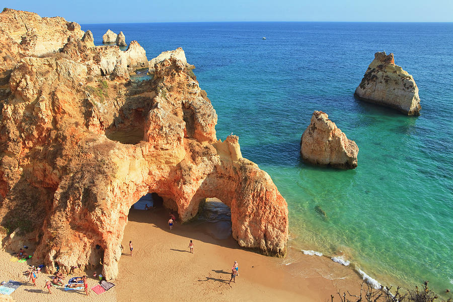 Portugal, Faro, Alvor, Atlantic Ocean, Algarve, Praia De Tres Irmaos Near Portimao #1 Digital Art by Luigi Vaccarella