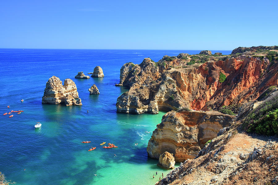 Portugal, Faro, Lagos, Atlantic Ocean, Algarve, Praia Do Camilo Digital ...