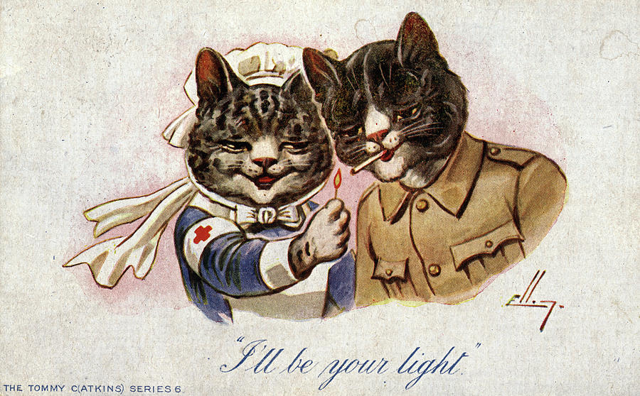 Postcard: Cats, C1919 #1 Painting by Granger