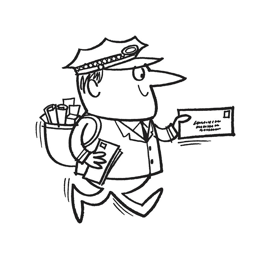 Postman holding letter Drawing by CSA Images - Fine Art America