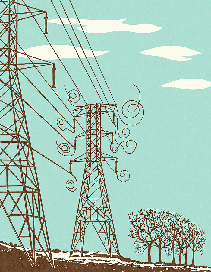 Vintage Drawing - Power Lines #1 by CSA Images