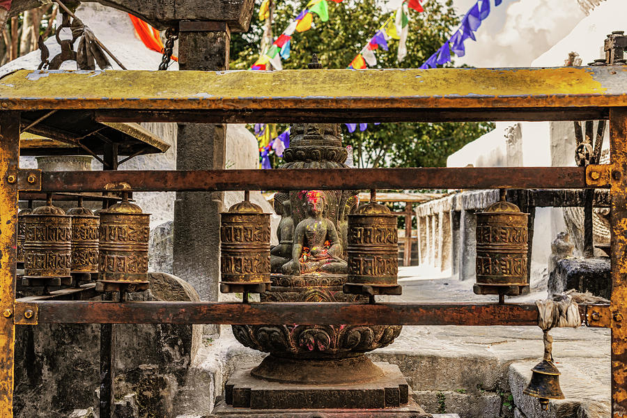 Prayer Wheels At Namo Buddha, Kathmandu, Nepal Photograph
