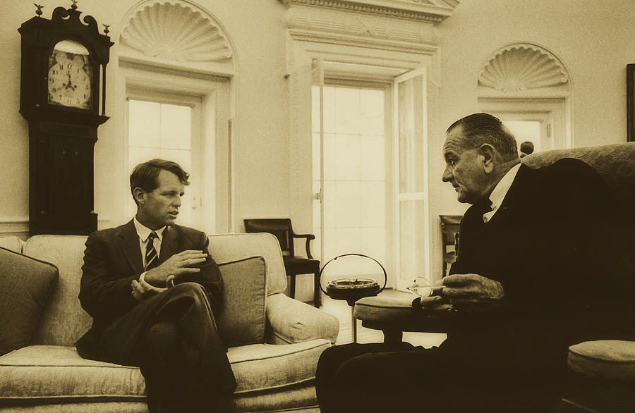 President Lyndon Johnson And Robert Kennedy In The Oval Office 1 #1 Photograph by Mountain Dreams