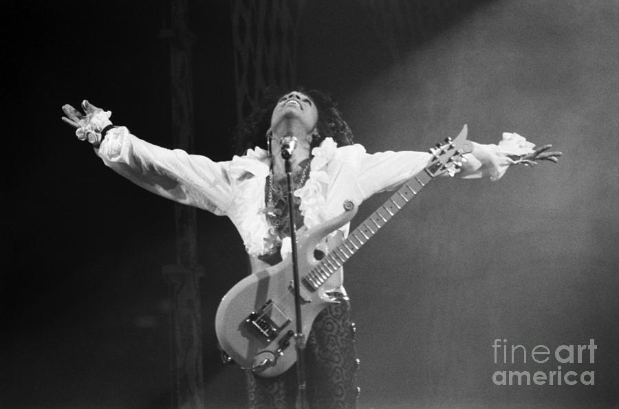 Black And White Photograph - Prince At Madison Square Garden #1 by The Estate Of David Gahr