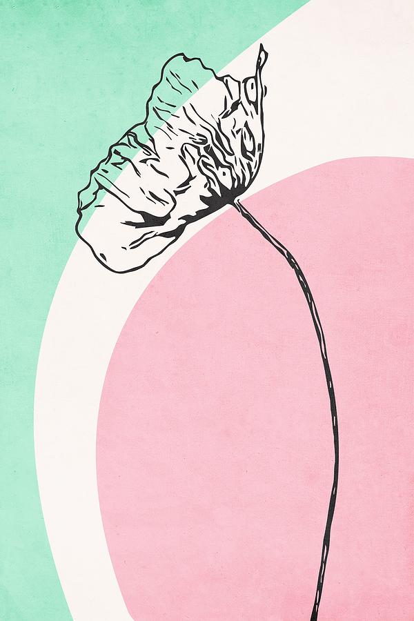 Flower Drawing - Printable Trendy Botanical Card. Use #1 by Wioletta Bebenek