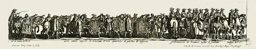 Procession Of Officials And Nobles #1 Drawing by Print Collector