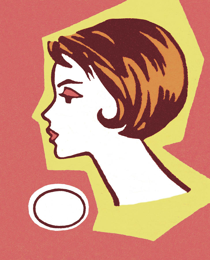 Vintage Drawing - Profile of a Woman #1 by CSA Images