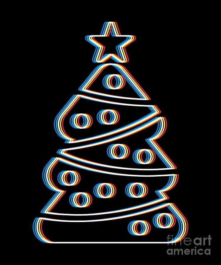 Psychedelic Christmas Psy Trance Music Tree Trippy Christmas Party Gift Cool Neon Digital Art by Martin Hicks