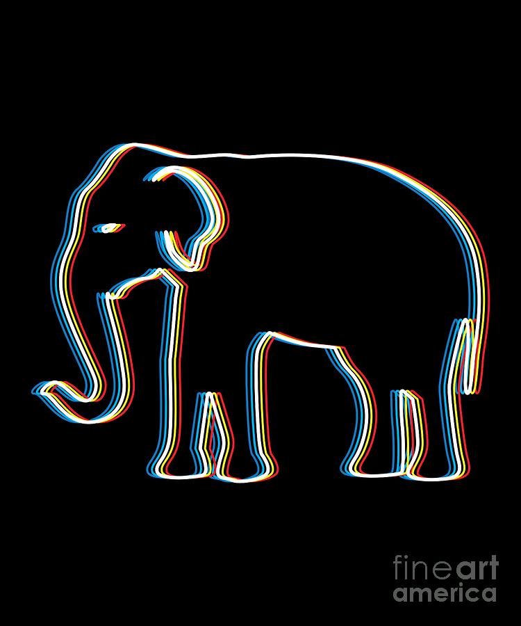 Psychedelic Elephant Gift Psy Trance Music Trippy Retro 3D Effect Design for Animal Lovers Digital Art by Martin Hicks