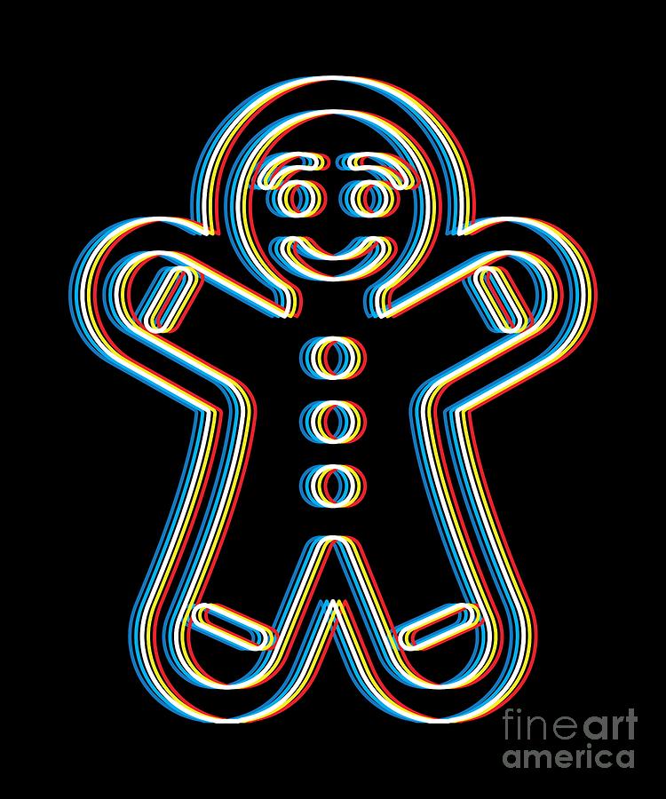 Psychedelic Gingerbread Man Psy Trance Music Trippy Christmas Party Gift Cool Neon #2 Digital Art by Martin Hicks