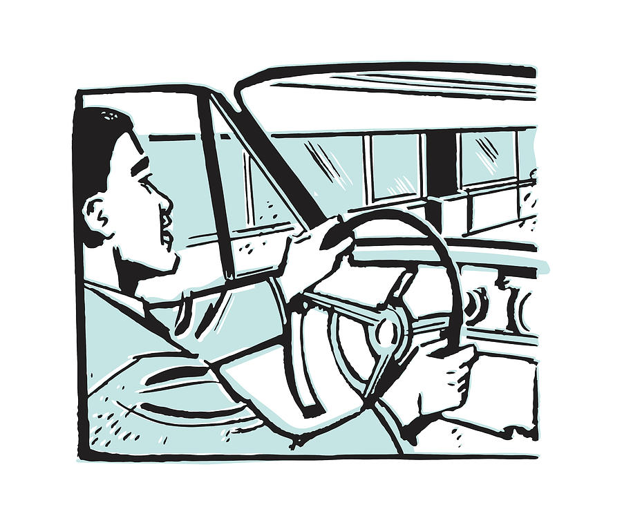 Transportation Drawing - Public Transit Male Driver #1 by CSA Images