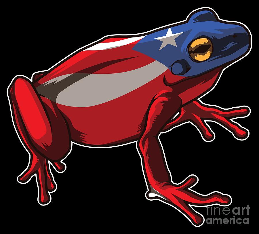 Puerto Rico Frog Coqui Proud Boricua Flag Digital Art By Mister Tee