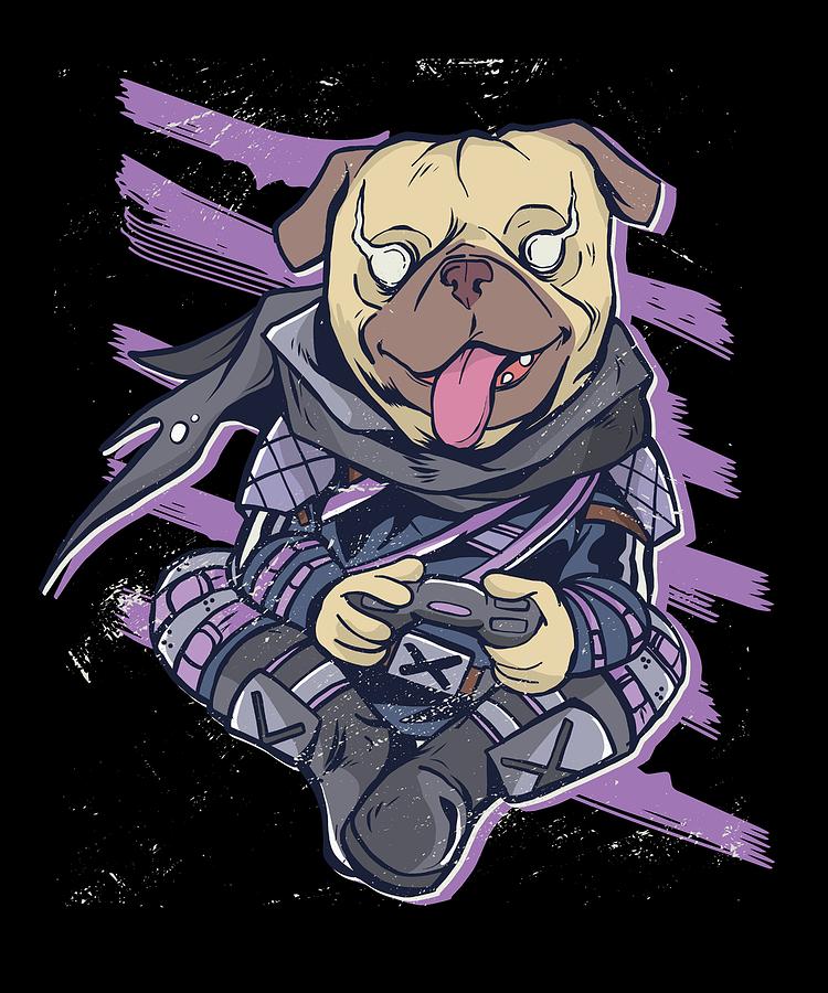 Puppy Dog Pug Video Gamer Digital Art by Cute and Funny Animal Art Designs  - Fine Art America