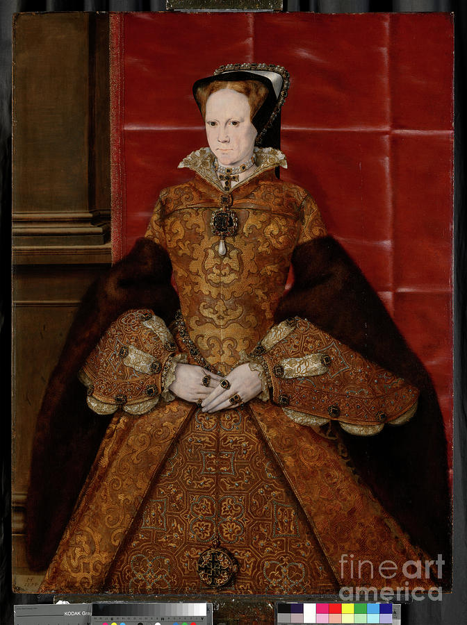 Hat Painting - Queen Mary I, 1554 by Hans Eworth Or Ewoutsz
