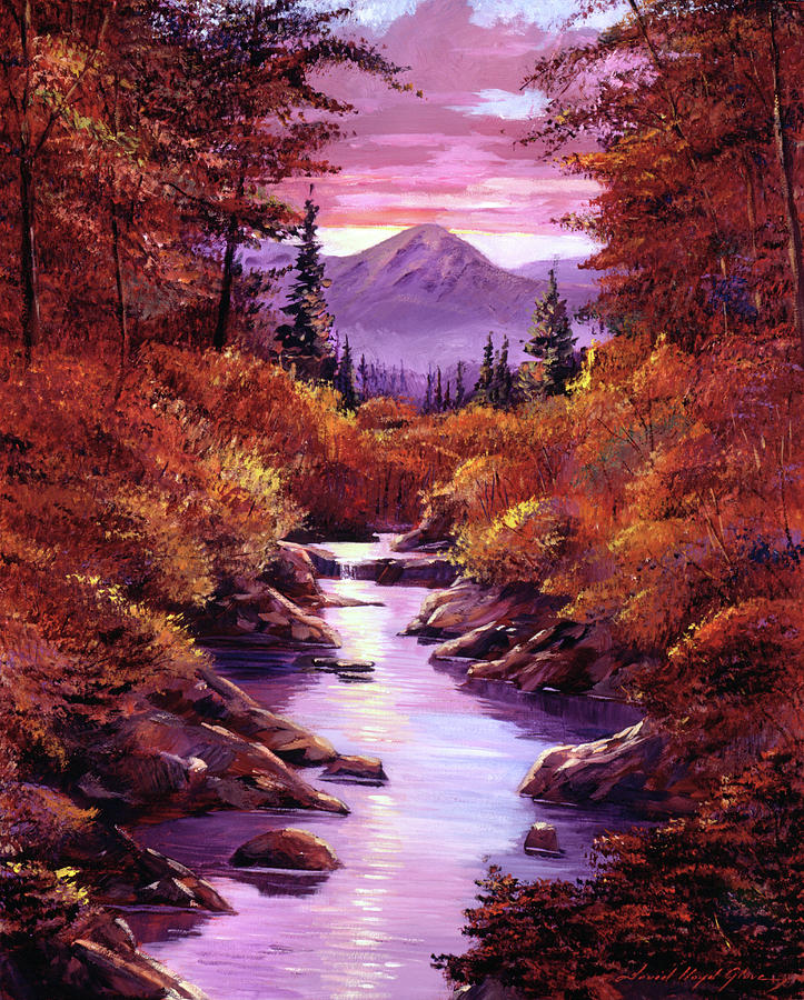 Quiet Autumn Stream #1 Painting by David Lloyd Glover