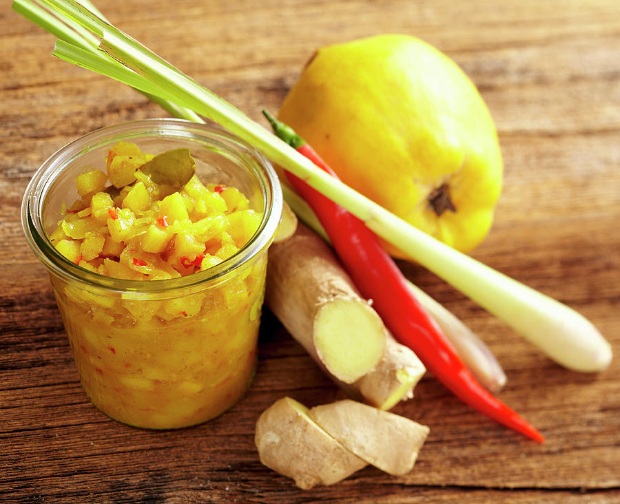 Quince Chutney With Ginger, Chili, Lemongrass, Kaffir Lime And Curry #1 Photograph by Teubner Foodfoto