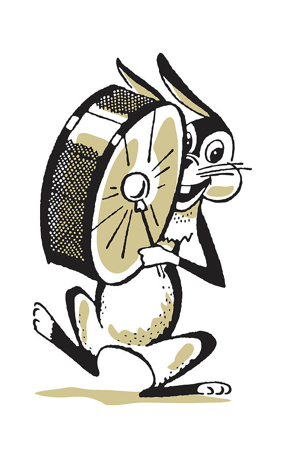 Music Drawing - Rabbit Playing Bass Drum #1 by CSA Images