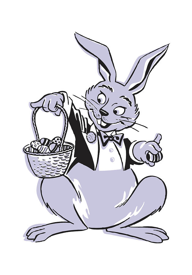 Easter Drawing - Rabbit with Easter Eggs #1 by CSA Images