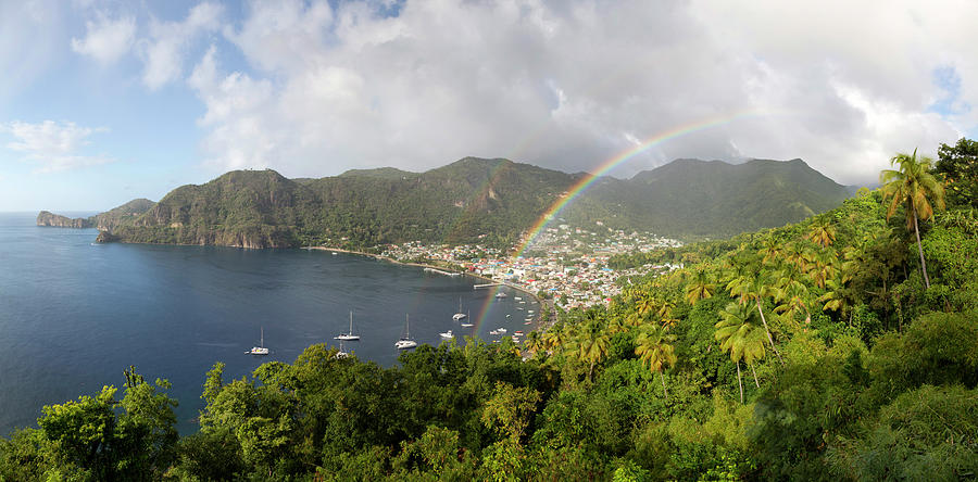 Rainbow Above Soufriere, Saint Lucia #1 Digital Art by Tim Mannakee
