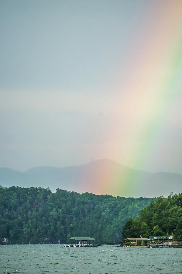 Rainbow After Thunderstorm At Lake Jocassee South Carolina #1 Photograph by Alex Grichenko