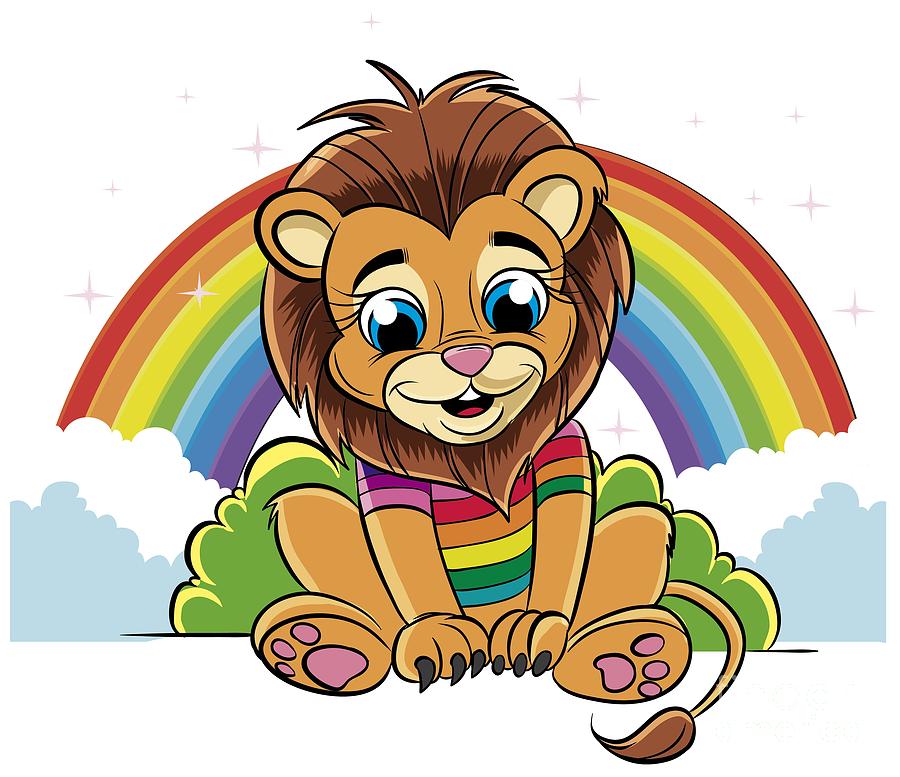 Lion Digital Art - Rainbow Lion #1 by Mister Tee