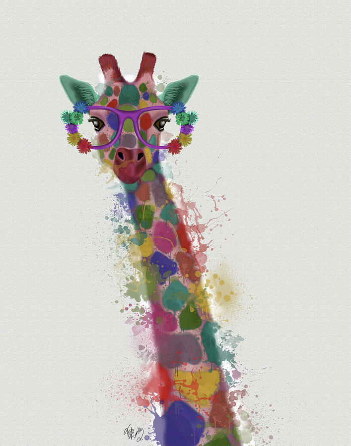 Steampunk Painting - Rainbow Splash Giraffe 1 #1 by Fab Funky