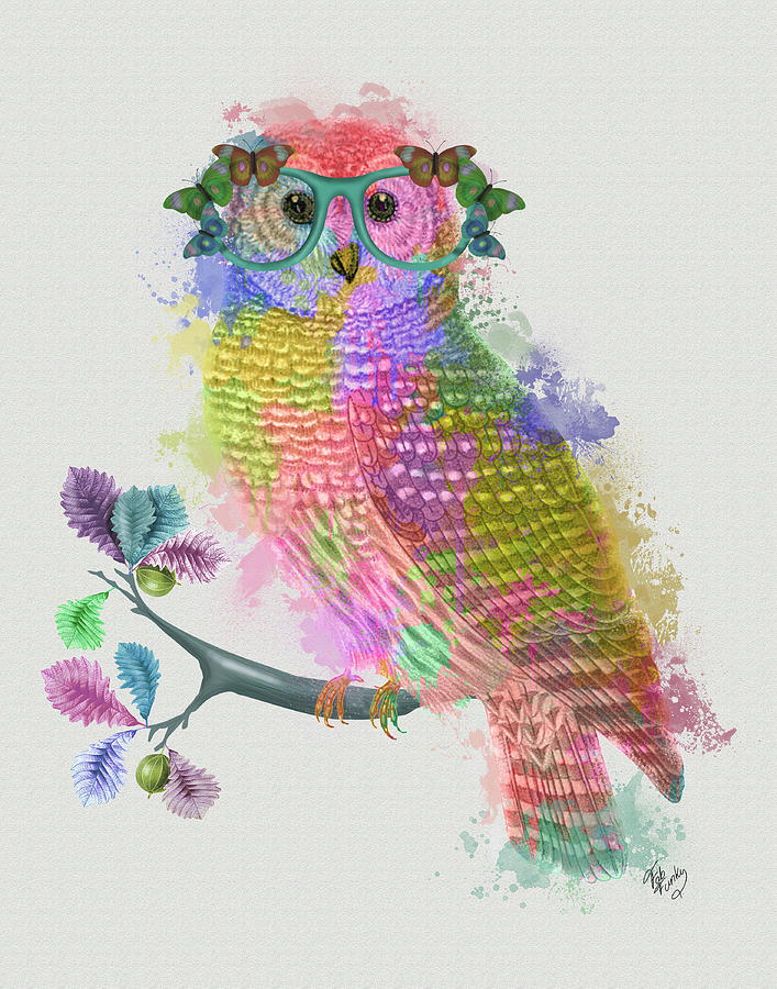 Rainbow Splash Owl Painting by Fab Funky Fine Art America