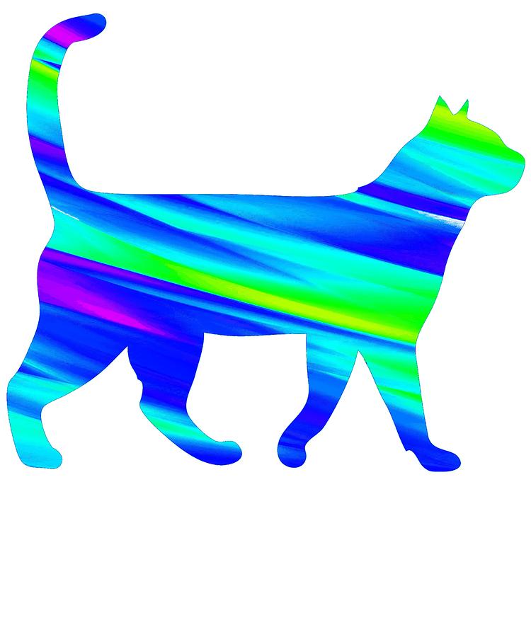 Rainbow Square Cat Inverted 2 Digital Art by Lin Watchorn - Pixels