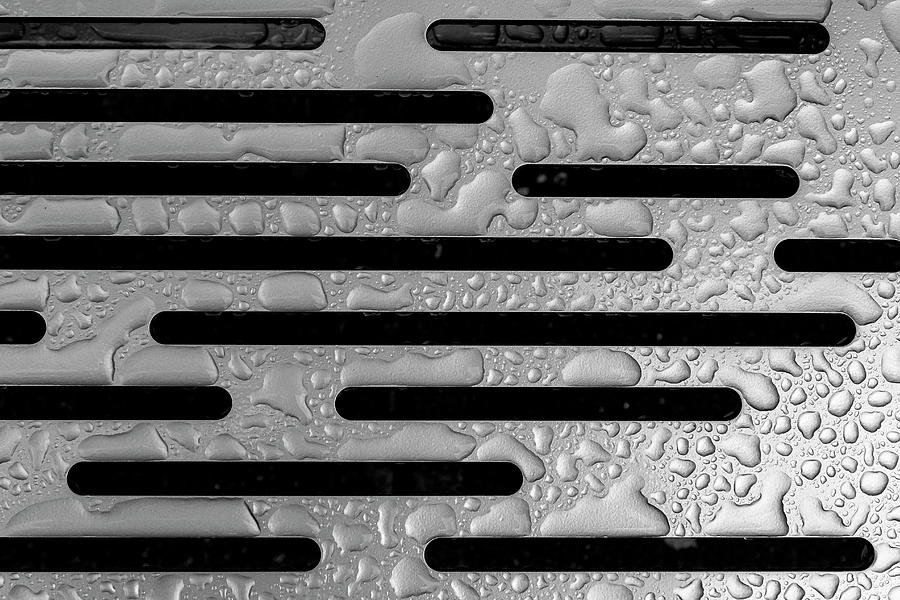 Raindrops on Metal Bench - Detail #1 Photograph by Robert Ullmann