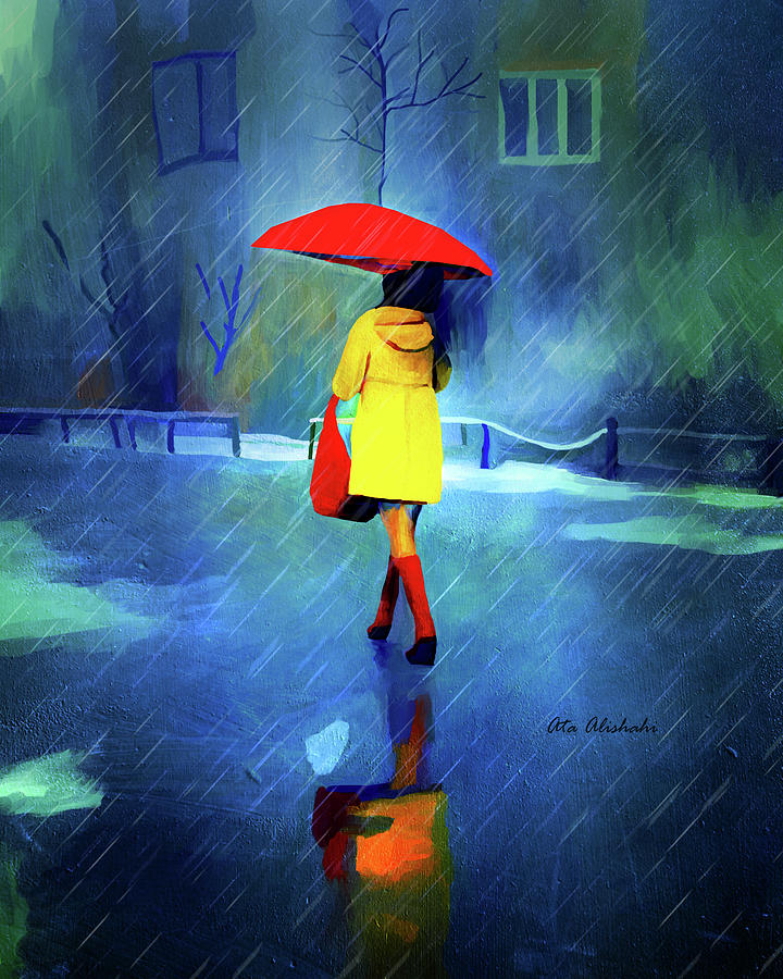 Umbrella Mixed Media - Rainy Day #1 by Ata Alishahi