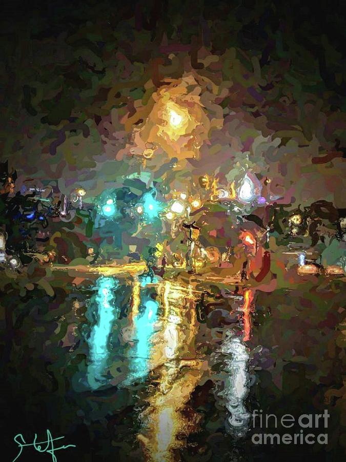Rainy Night In Charlotte #1 Painting by Stefan Duncan