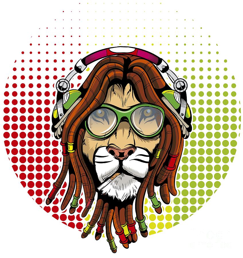 Lion Digital Art - Rastafari Lion #1 by Mister Tee