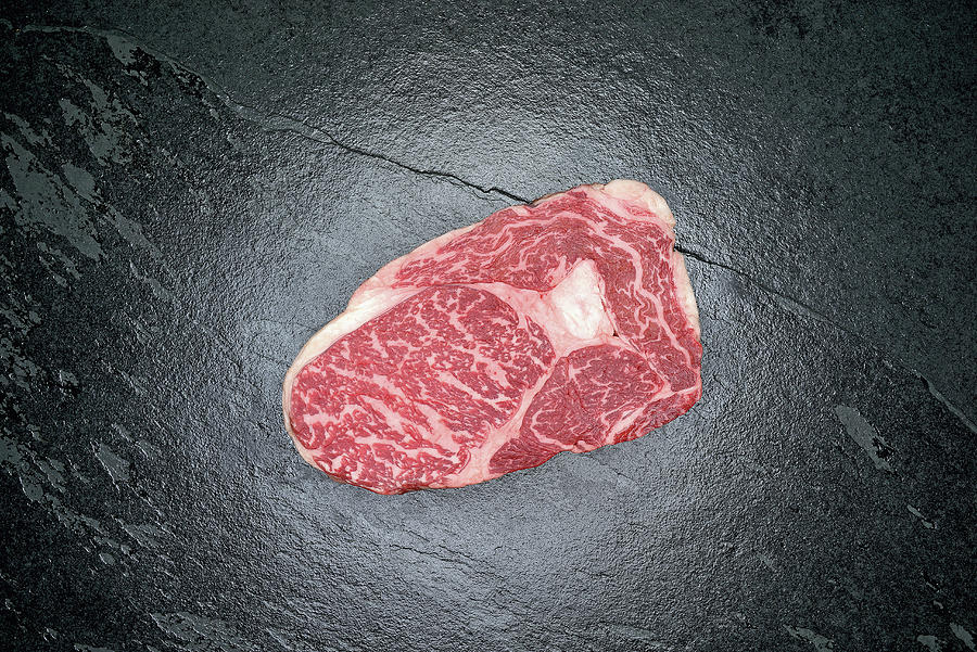 Raw Australian Wagyu Beef Rib-eye Steak #1 Photograph by Torri Tre