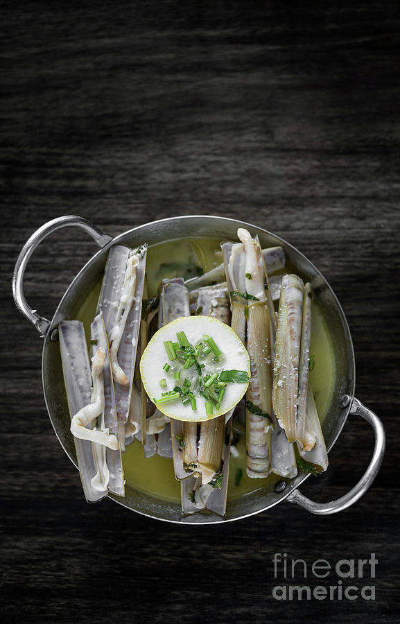 Razor Clams Sauteed With Garlic Butter White Wine In Spain Photograph
