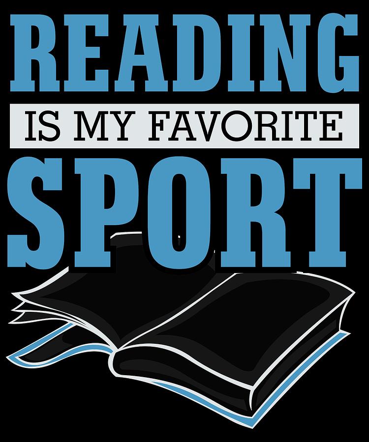 Book Digital Art - Reading Is My Favorite Sport Blue #1 by Lin Watchorn