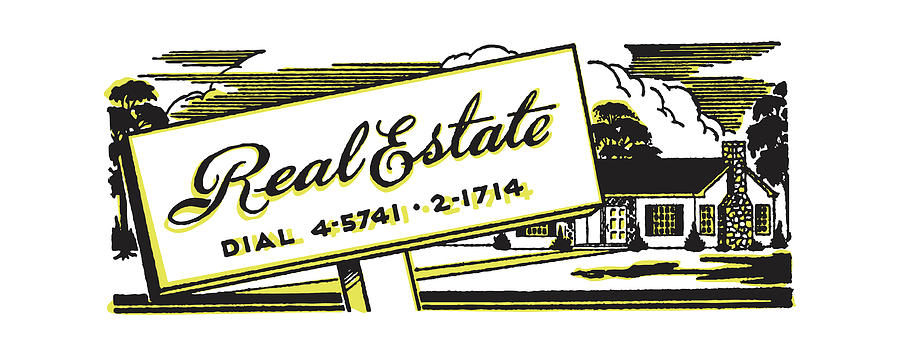 Architecture Drawing - Real Estate Sign in Front of a Home #1 by CSA Images