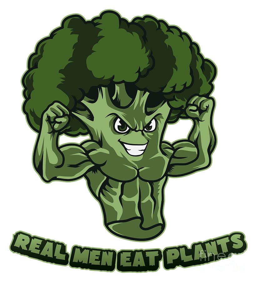 Broccoli Digital Art - Real Men Eat Plants Raw And Vegan Muscles #2 by Mister Tee