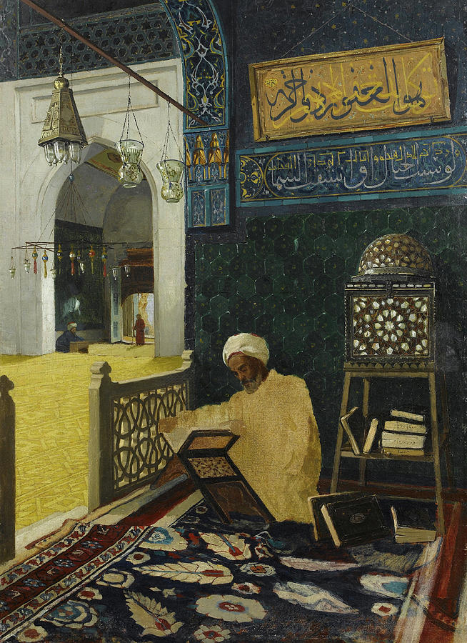 Book Painting - Reciting the Quran #1 by Osman Hamdi Bey