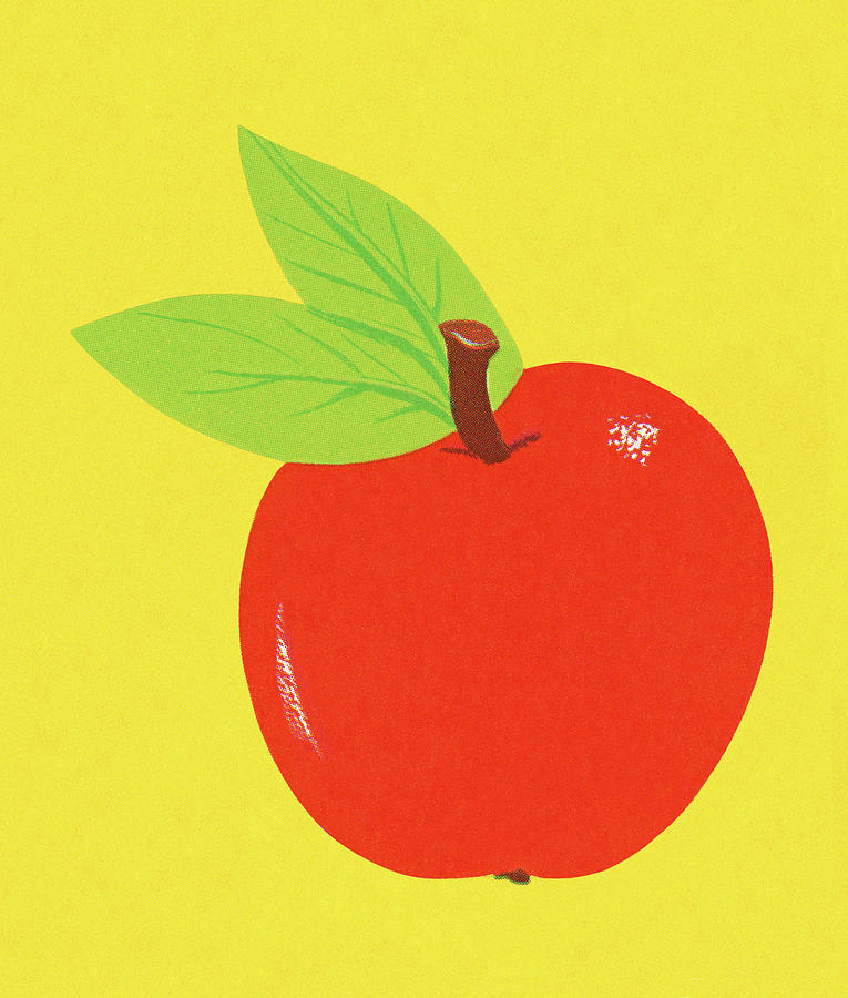 Vintage Drawing - Red Apple #1 by CSA Images
