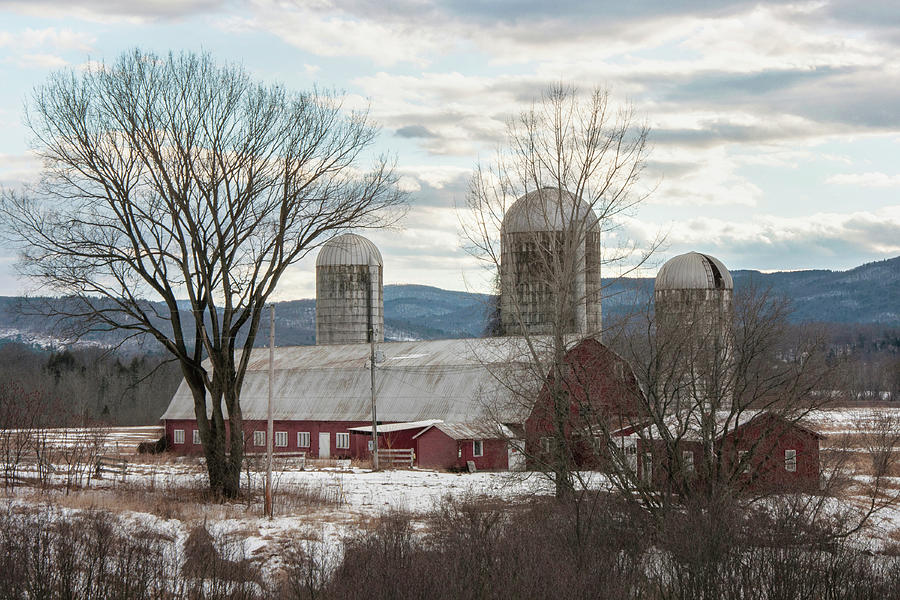 Red Barn in Winter #1 Photograph by Joann Vitali